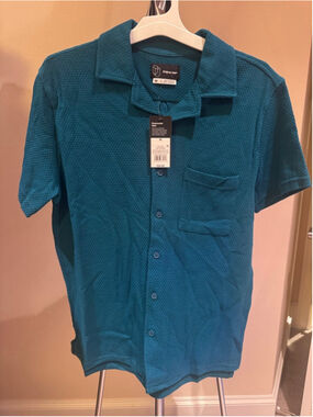 Men's Original Use Casual Button Down Shirt M Teal